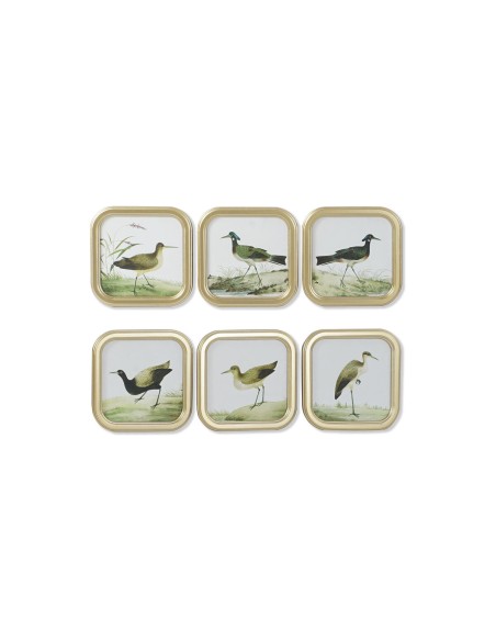 Cadre DKD Home Decor Oiseaux Cottage 30 x 2 x 30 cm (6 Unités)