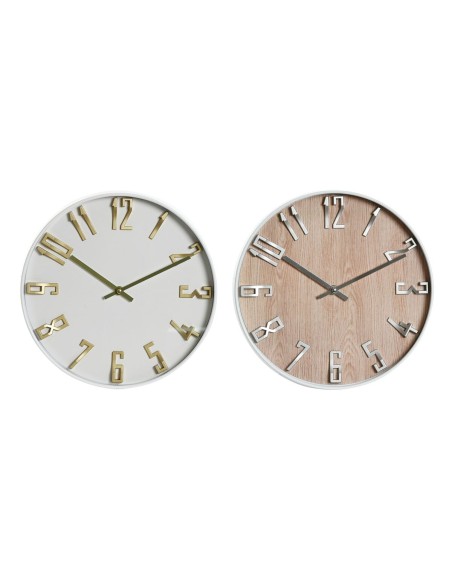 Horloge Murale Home ESPRIT Blanc Doré Argenté PVC 30 x 4 x 30 cm (2 Unités)