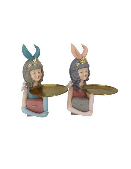 Figurine Décorative DKD Home Decor 23 x 22,5 x 33,2 cm Femme Rose Doré (2 Unités)