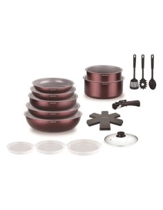 Batterie de cuisine - Tous feux dont induction - ARTHUR MARTIN - AM2503 - Aluminium - 18 pieces - Poignée amovible