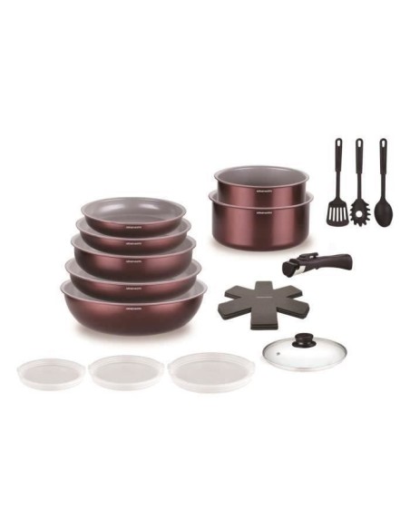 Batterie de cuisine - Tous feux dont induction - ARTHUR MARTIN - AM2503 - Aluminium - 18 pieces - Poignée amovible – ARTHUR MARTIN (Batterie De Cuisine) | STORE PRO SHOP 