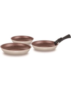 Batterie de cuisine - Tous feux dont induction - ARTHUR MARTIN - AM4754 - Set de 3 poeles - 20-24-28 cm  1 poignée amovible 2