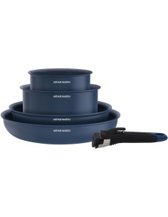 Batterie de cuisine - Tous feux dont induction - ARTHUR MARTIN - AM8896 - Aluminium revetement céramique - 5 pieces - Bleu