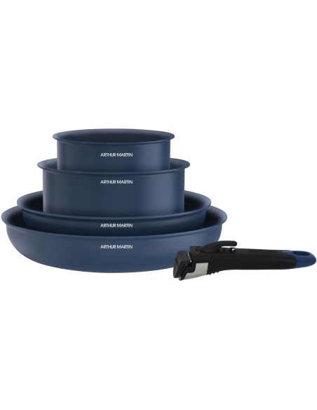 Batterie de cuisine - Tous feux dont induction - ARTHUR MARTIN - AM8896 - Aluminium revetement céramique - 5 pieces - Bleu – ARTHUR MARTIN (Batterie De Cuisine) | STORE PRO SHOP 