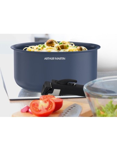 Batterie de cuisine - Tous feux dont induction - ARTHUR MARTIN - AM8896 - Aluminium revetement céramique - 5 pieces - Bleu – ARTHUR MARTIN (Batterie De Cuisine) | STORE PRO SHOP 