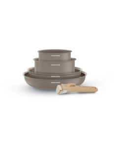 Batterie de cuisine - Tous feux dont induction - ARTHUR MARTIN - AM9192 - Aluminium revetement céramique - 5 pieces - Taupe