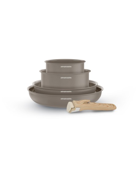 Batterie de cuisine - Tous feux dont induction - ARTHUR MARTIN - AM9192 - Aluminium revetement céramique - 5 pieces - Taupe – ARTHUR MARTIN (Batterie De Cuisine) | STORE PRO SHOP 