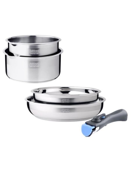 Batterie de cuisine - induction - ARTHUR MARTIN - AM2189 - acier inoxydable 18/10 - 5 pieces - poignée amovible – ARTHUR MARTIN (Batterie De Cuisine) | STORE PRO SHOP 