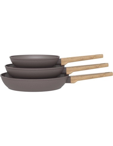 Set de 3 poeles - Tous feux dont induction - ARTHUR MARTIN - AM1052 - Revetement céramique - Ø 20-24-28 cm - Taupe – ARTHUR MARTIN (Batterie De Cuisine) | STORE PRO SHOP 