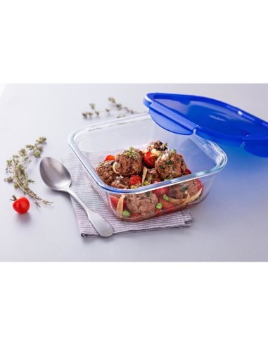PYREX COOKGO Plat de conservation carré 0,8l 16cm  Couvercle bleu – PYREX (Boites De Conservation - Boites Hermetiques) | STORE PRO SHOP 