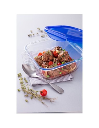 PYREX COOKGO Plat de conservation carré 0,8l 16cm  Couvercle bleu – PYREX (Boites De Conservation - Boites Hermetiques) | STORE PRO SHOP 