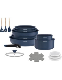 Batterie de cuisine - Tous feux dont induction - ARTHUR MARTIN  Revetement céramique - 18 pieces - Poignée amovible