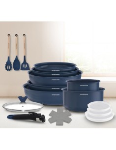 Batterie de cuisine - Tous feux dont induction - ARTHUR MARTIN  Revetement céramique - 18 pieces - Poignée amovible 2