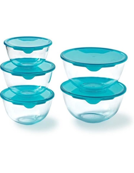 Lot de 5 jattes avec couvercle - PYREX - 1x 0,5L  2x 1L  2x 2L – PYREX (Boites De Conservation - Boites Hermetiques) | STORE PRO SHOP 