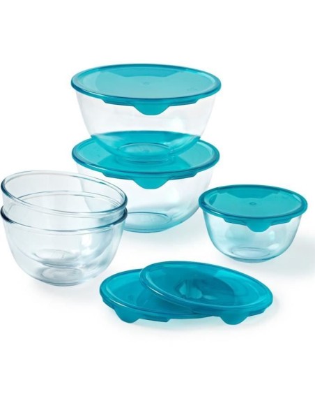 Lot de 5 jattes avec couvercle - PYREX - 1x 0,5L  2x 1L  2x 2L – PYREX (Boites De Conservation - Boites Hermetiques) | STORE PRO SHOP 