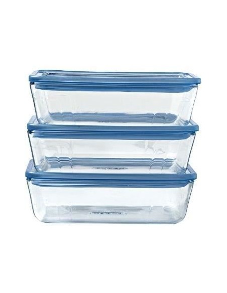 Lot de 3 Boîtes de conservation avec couvercle - PYREX - Zero Plastic - Verre - Rectangulaire - 0,8 L – PYREX (Boites De Conservation - Boites Hermetiques) | STORE PRO SHOP 