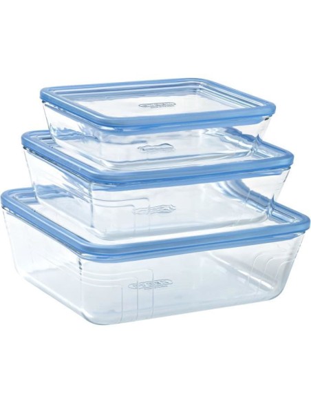 Lot de 3 Boîtes de conservation avec couvercle - PYREX - Zero Plastic - Verre - Rectangulaire - 0.8/1,5/2,6 L – PYREX (Boites De Conservation - Boites Hermetiques) | STORE PRO SHOP 