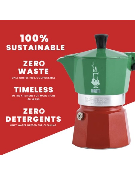 Cafetiere italienne - BIALETTI - Moka Express Italia - Tous feux sauf induction - 3 tasses - 100 ml - Vert / Rouge – BIALETTI (Cafetiere - Theiere - Chocolatiere) | STORE PRO SHOP 