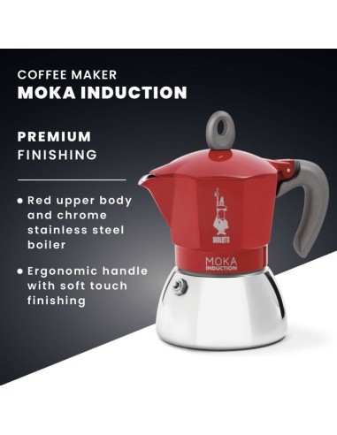 Cafetiere italienne - BIALETTI - MOKA Induction - 2 tasses - 100 ml - Rouge – BIALETTI (Cafetiere - Theiere - Chocolatiere) | STORE PRO SHOP 