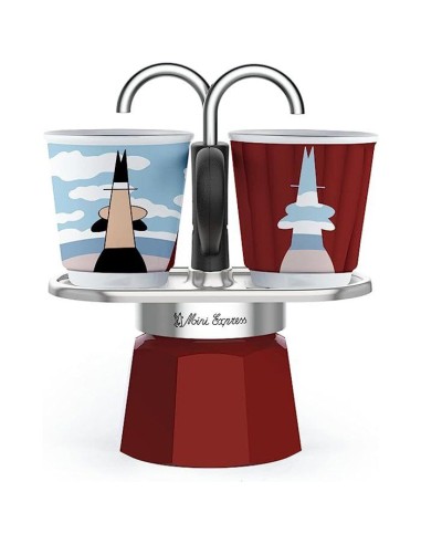 Set cafetiere italienne  2 tasses - BIALETTI - Mini-express MAGRITTE - Inox / Rouge – BIALETTI (Cafetiere - Theiere - Chocolatiere) | STORE PRO SHOP 