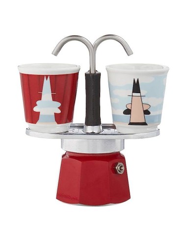 Set cafetiere italienne  2 tasses - BIALETTI - Mini-express MAGRITTE - Inox / Rouge – BIALETTI (Cafetiere - Theiere - Chocolatiere) | STORE PRO SHOP 