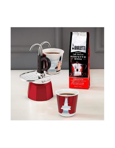 Set cafetiere italienne  2 tasses - BIALETTI - Mini-express MAGRITTE - Inox / Rouge – BIALETTI (Cafetiere - Theiere - Chocolatiere) | STORE PRO SHOP 