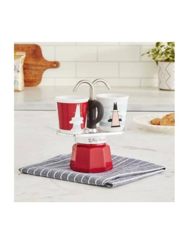 Set cafetiere italienne  2 tasses - BIALETTI - Mini-express MAGRITTE - Inox / Rouge – BIALETTI (Cafetiere - Theiere - Chocolatiere) | STORE PRO SHOP 
