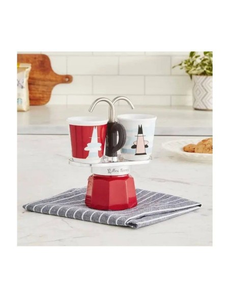 Set cafetiere italienne  2 tasses - BIALETTI - Mini-express MAGRITTE - Inox / Rouge – BIALETTI (Cafetiere - Theiere - Chocolatiere) | STORE PRO SHOP 