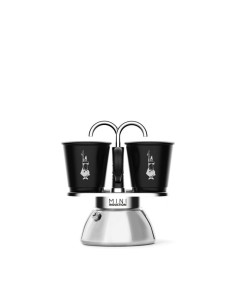 Set cafetiere italienne  2 tasses - BIALETTI - Mini-induction - 100 ml - Inox / Noir