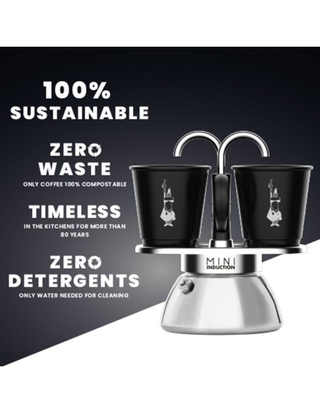 Set cafetiere italienne  2 tasses - BIALETTI - Mini-induction - 100 ml - Inox / Noir – BIALETTI (Cafetiere - Theiere - Chocolatiere) | STORE PRO SHOP 
