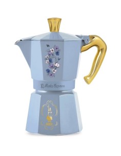 Cafetiere italienne - BIALETTI - Moka express - Collection Birdgerton - 6 tasses - 250 ml - Bleu / Fleurs