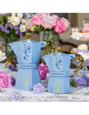 Cafetiere italienne - BIALETTI - Moka express - Collection Birdgerton - 6 tasses - 250 ml - Bleu / Fleurs – BIALETTI (Cafetiere - Theiere - Chocolatiere) | STORE PRO SHOP 