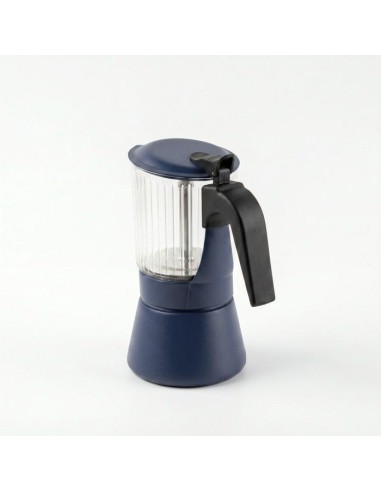 Cafetiere italienne - INOXIBAR - Clair 6 tasses Bleu - verre borosilicaté - induction - soupape sécurité – INOXIBAR (Cafetiere - Theiere - Chocolatiere) | STORE PRO SHOP 