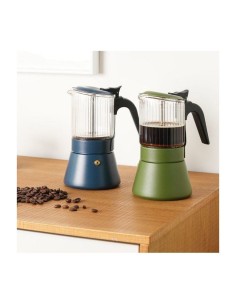 Cafetiere italienne - INOXIBAR - Clair 6 tasses Bleu - verre borosilicaté - induction - soupape sécurité 2