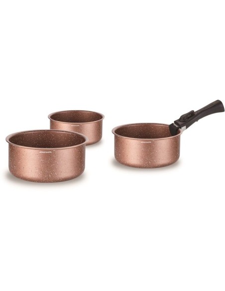 Set de 3 casseroles - Tous feux dont induction - ARTHUR MARTIN - AM2366 - Ø 16,18 et 20 cm  1 poignée amovible - Terracotta – ARTHUR MARTIN (Casserole) | STORE PRO SHOP 