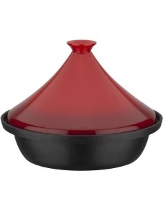 Tajine fonte massive - GSW - 30 x 22 cm - Couvercle céramique - Induction - Rouge