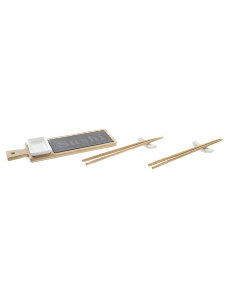 Set de sushi DKD Home Decor Bambou Ardoise Naturel Oriental 28 x 9 x 2 cm (3 Pièces) (6 Pièces)