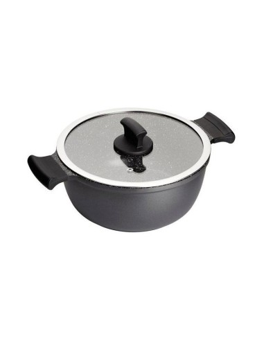 Cocotte - INOXIBAR - Absolut Black 28 cm - aluminium fondu - effet pierre - couvercle verre – INOXIBAR (Cocotte) | STORE PRO SHOP 