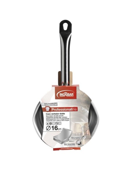 Casserole - INOXIBAR - Profesional 16 cm double verseur - acier inoxydable - fond diffuseur - induction – INOXIBAR (Casserole) | STORE PRO SHOP 