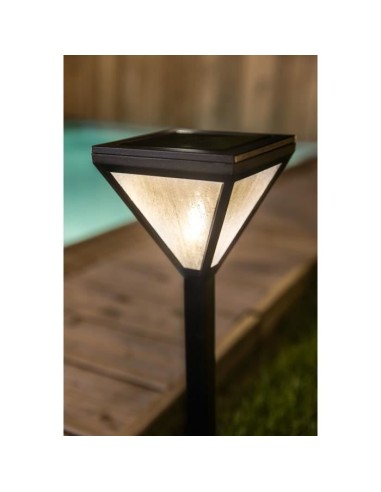 Balise solaire inox diffuseur verre perlé 25 lumens blanc chaud – GALIX (Balise Solaire - Borne Solaire) | STORE PRO SHOP 