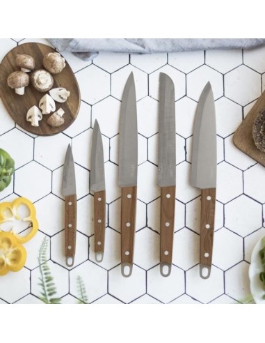 Set de 5 couteaux - LIVOO - MEC129 - Couteaux : chef, a pain, de cuisine, tranchelard et office - Acier inoxydable - Manche en – LIVOO (Couteau De Cuisine) | STORE PRO SHOP 