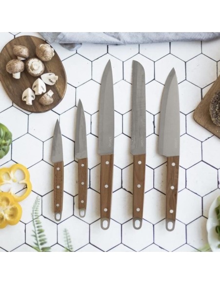 Set de 5 couteaux - LIVOO - MEC129 - Couteaux : chef, a pain, de cuisine, tranchelard et office - Acier inoxydable - Manche en – LIVOO (Couteau De Cuisine) | STORE PRO SHOP 