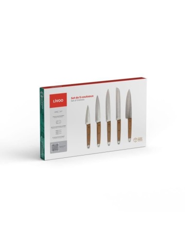 Set de 5 couteaux - LIVOO - MEC129 - Couteaux : chef, a pain, de cuisine, tranchelard et office - Acier inoxydable - Manche en – LIVOO (Couteau De Cuisine) | STORE PRO SHOP 