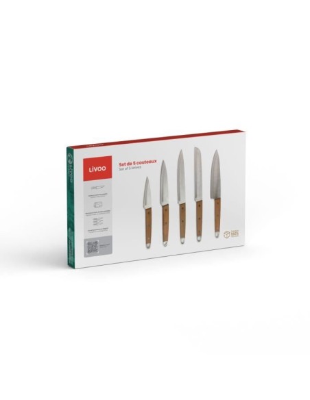 Set de 5 couteaux - LIVOO - MEC129 - Couteaux : chef, a pain, de cuisine, tranchelard et office - Acier inoxydable - Manche en – LIVOO (Couteau De Cuisine) | STORE PRO SHOP 