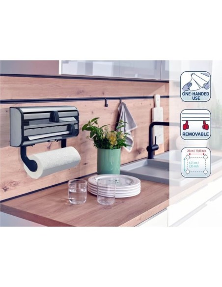 Dérouleur mural Leifheit Parat Royal 25793, porte-rouleau cuisine en acier inoxydable pour 3 rouleaux, lames tranchantes, blan – LEIFHEIT (Devidoir De Papier Essuie-tout - Support Essuie-tout) | STORE PRO SHOP 