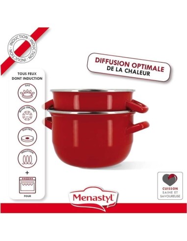 Marmite a moule - MENASTYL - 3645562 - En acier émaillé - Noir - 18 cm - 2,7 litres - Tous feux dont induction – MENASTYL (Faitout - Marmite) | STORE PRO SHOP 