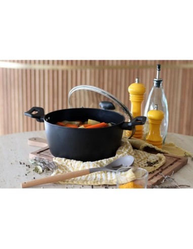 Faitout - MENASTYL - 6020647 - En alumimium forgé - 24 cm - Noir - Tous feux dont induction – MENASTYL (Faitout - Marmite) | STORE PRO SHOP 