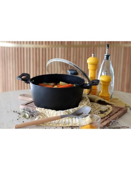 Faitout - MENASTYL - 6020647 - En alumimium forgé - 24 cm - Noir - Tous feux dont induction – MENASTYL (Faitout - Marmite) | STORE PRO SHOP 