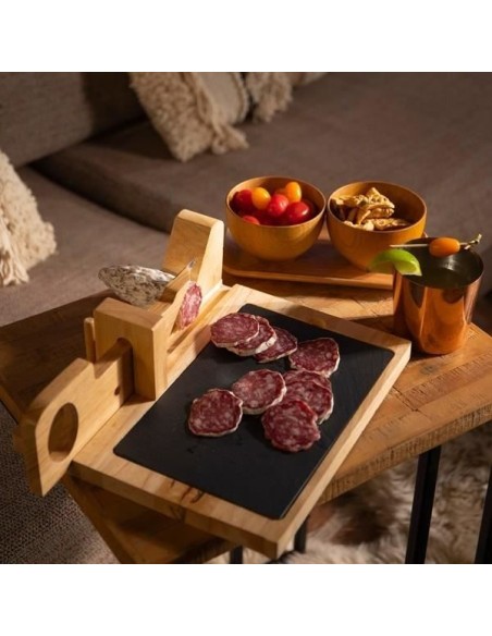 Guillotine a saucisson - LIVOO - MEC127 - En hévéa et plateau en ardoise - Lame acier inoxydable - Sécurité – LIVOO (Mandoline - Eminceur - Coupe-aliment) | STORE PRO SHOP 