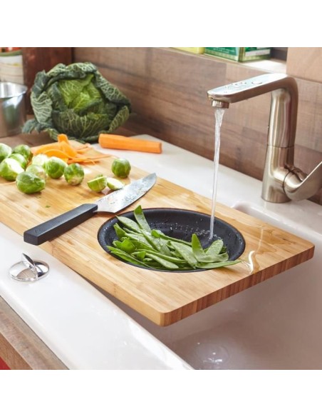 Planche a découper en bambou - JOCCA - Passoire en plastique - 58 x 29 x 1,8 cm - Naturel et noir – JOCCA (Planche A Decouper) | STORE PRO SHOP 